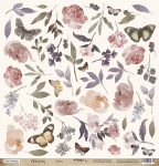 Лист односторонней бумаги для вырезания Цветы 30x30 от Scrapmir из коллекции Charming (Очарование) 10шт