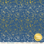 Лист односторонней бумаги с золотым тиснением 30x30 от Scrapmir Цветики из коллекции Blue & Blush 10шт.