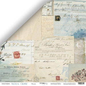 Лист двусторонней бумаги 30x30 от Scrapmir Письма из коллекции Nautical Graphic 10шт